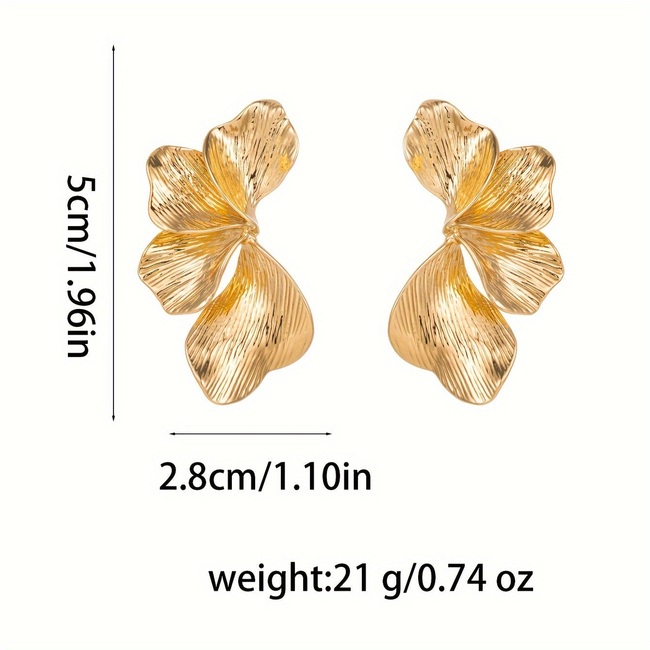 [1 Pair, 14K Golden Bohemian Earrings] 1 Pair of 14K Golden Plated Bohemian Style Petal Drop Earrings | Vintage-Inspired Copper Floral Design with Ruffled Edges, Perfect for Daily Wear & Special Occasions | Unique Gift Idea, Everyday Earrings, Detailed Cr