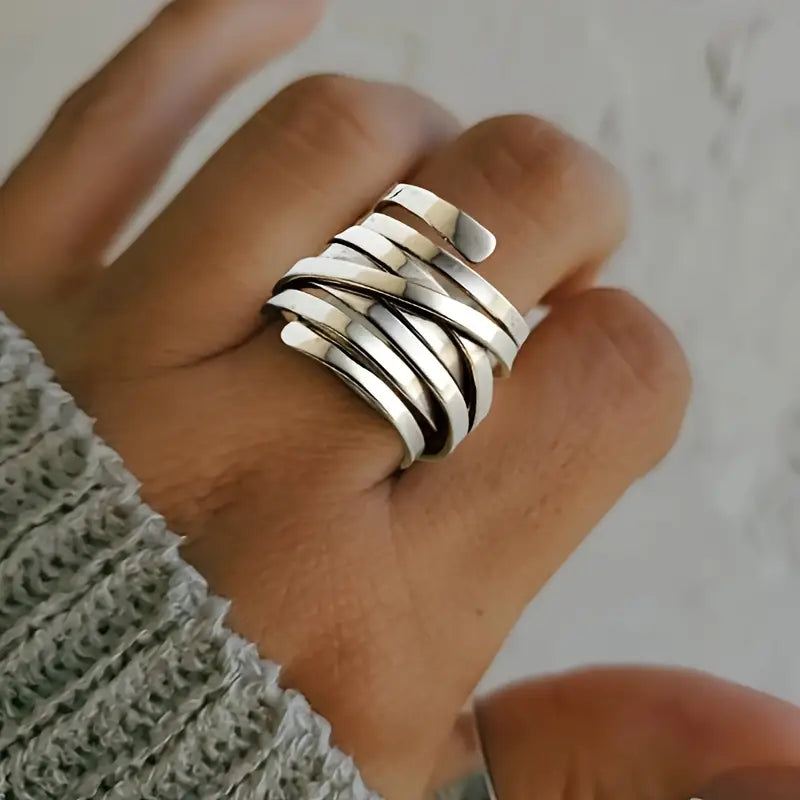 Bliss - Vintage paksu kerros hopeinen sormus 