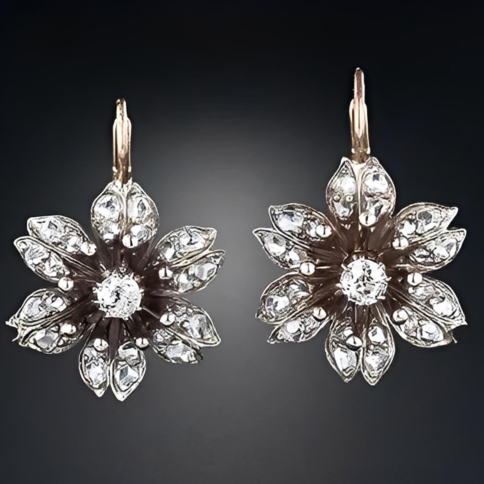 Vintage Crystal Flower Earrings