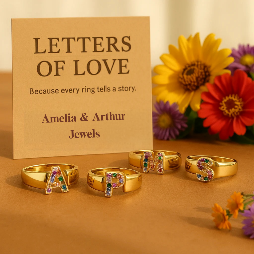 Olive - Gold Stainless Steel Initial Ring